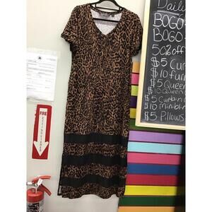 Colleen Lopez womens cheetah maxi dress size XS petite mesh bottom new HSN